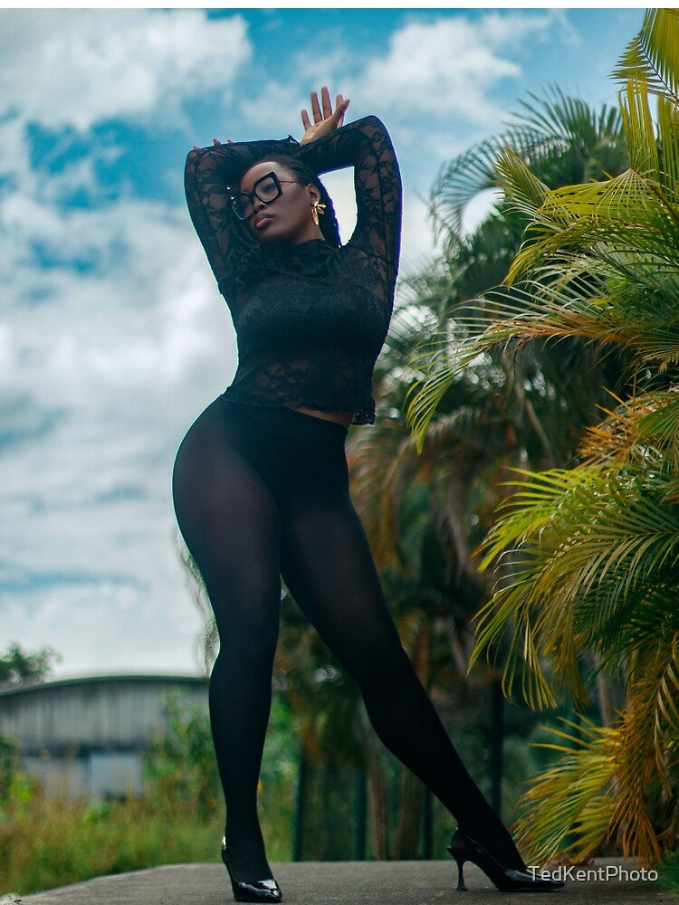 Elegant Black Woman Under Tropical Sky by TedKentPhoto