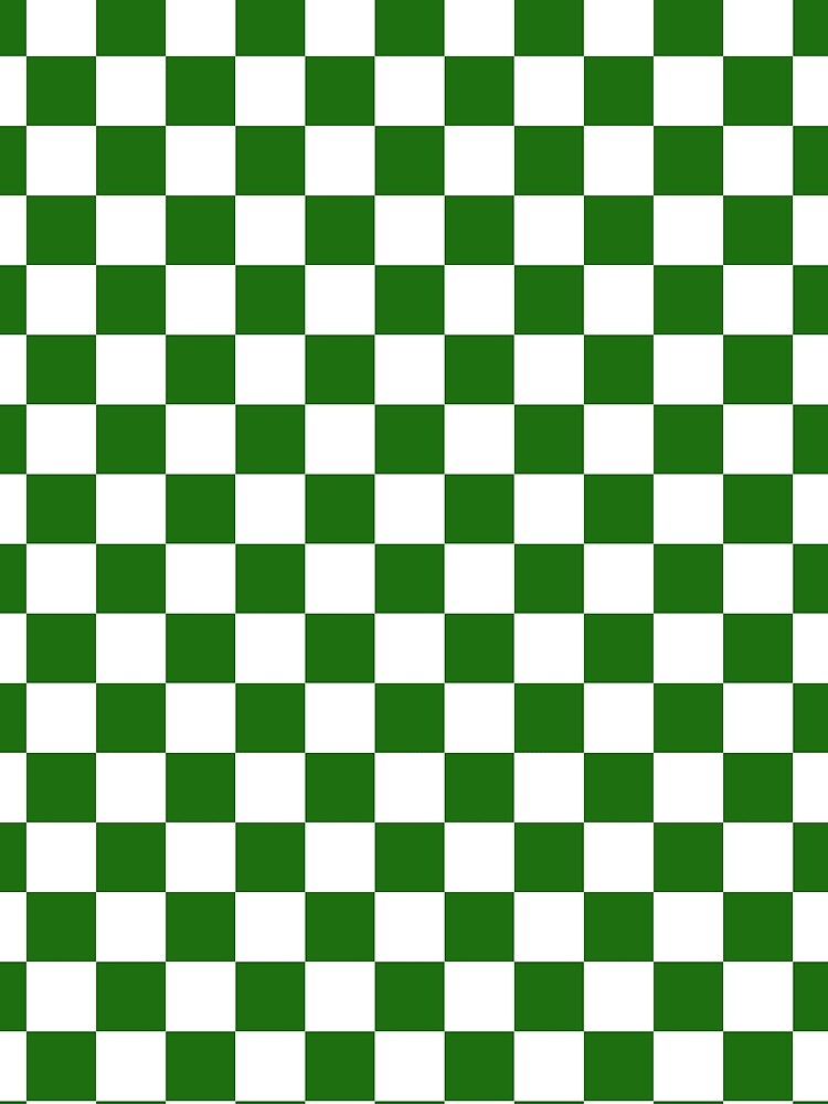 Green and White Square Chessboard or Checker Board Grid Pattern by RKA-Products