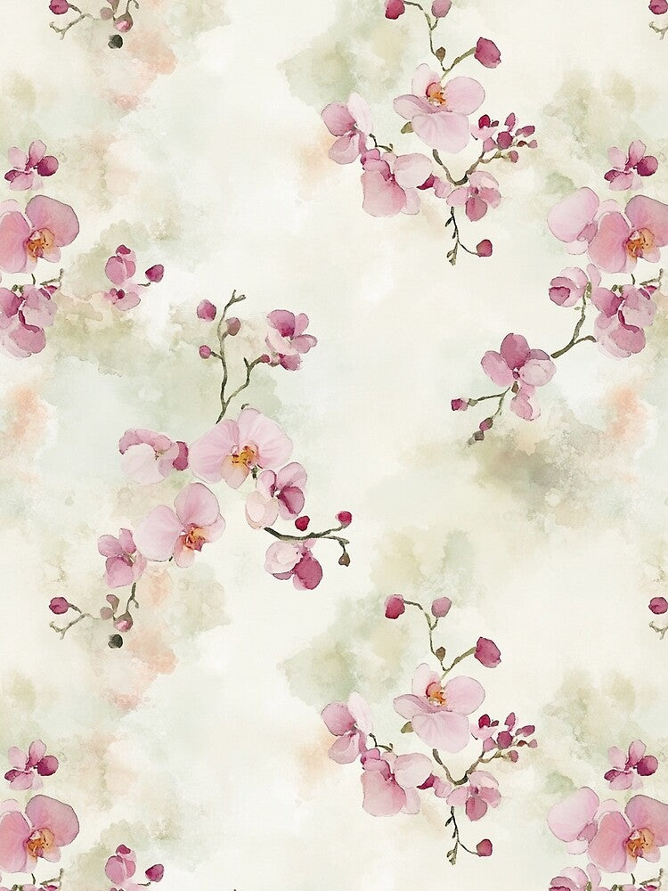 Pink Orchids Flowers Watercolor All Over by Feeling Artsy