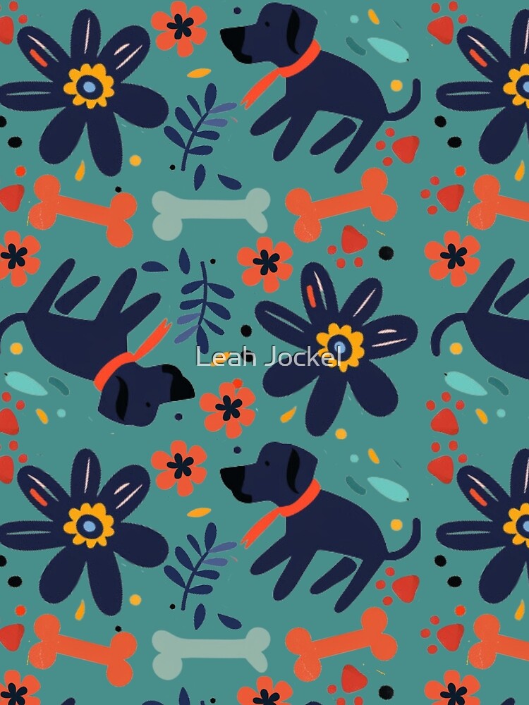 Indigo Scarf Wearing Pup AOP by Leah Jockel