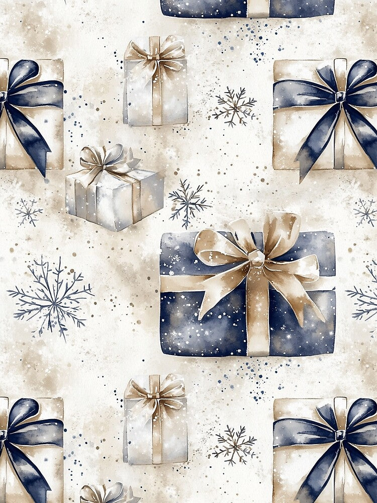 Blue Beige Gifts Winter Christmas All Over by Feeling Artsy