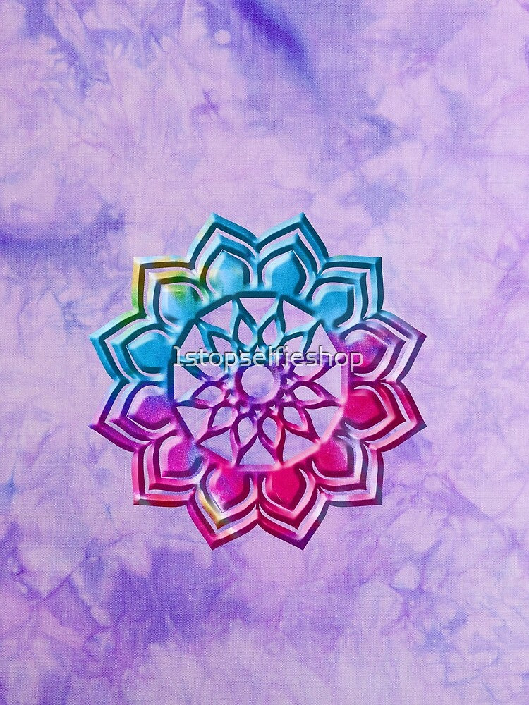Purple Tye Dye with Floral Mandala by 1stopselfieshop