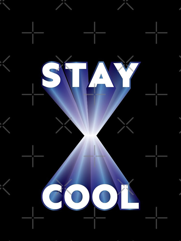 Stay Cool 3D text shinny blue diamond hour glass by hockeng