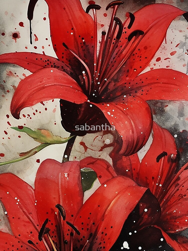 Lilriva - Red lilies with black ink (3/5) by sabantha