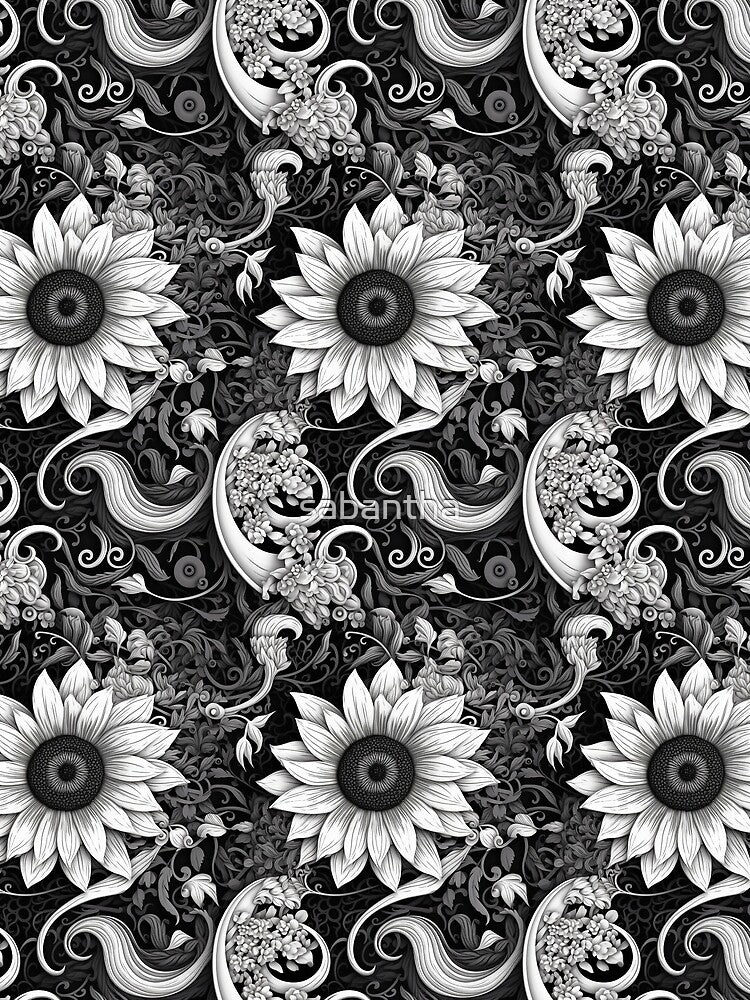 Kicrino - floral garden black and white (1/8) by sabantha