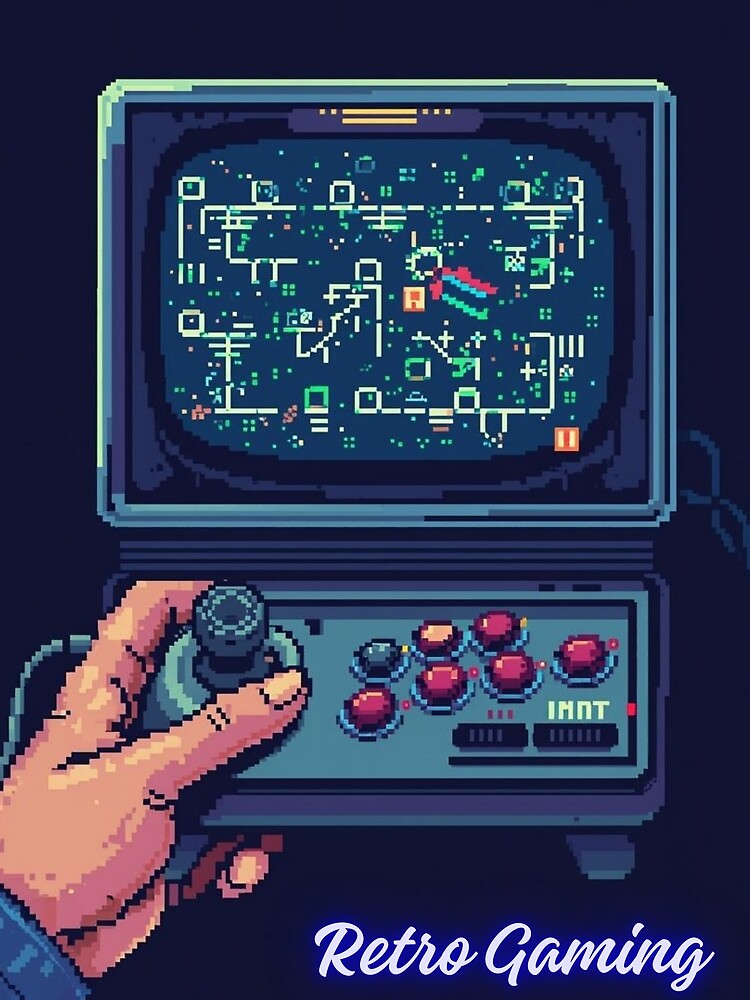 Retro Gaming Pixel Art Arcade Machine, Vintage Gamer Console Design by stickyhubprinting
