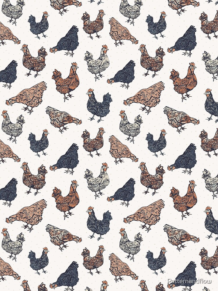 Country Hens Farmyard Chicken Pattern by Patternandflow