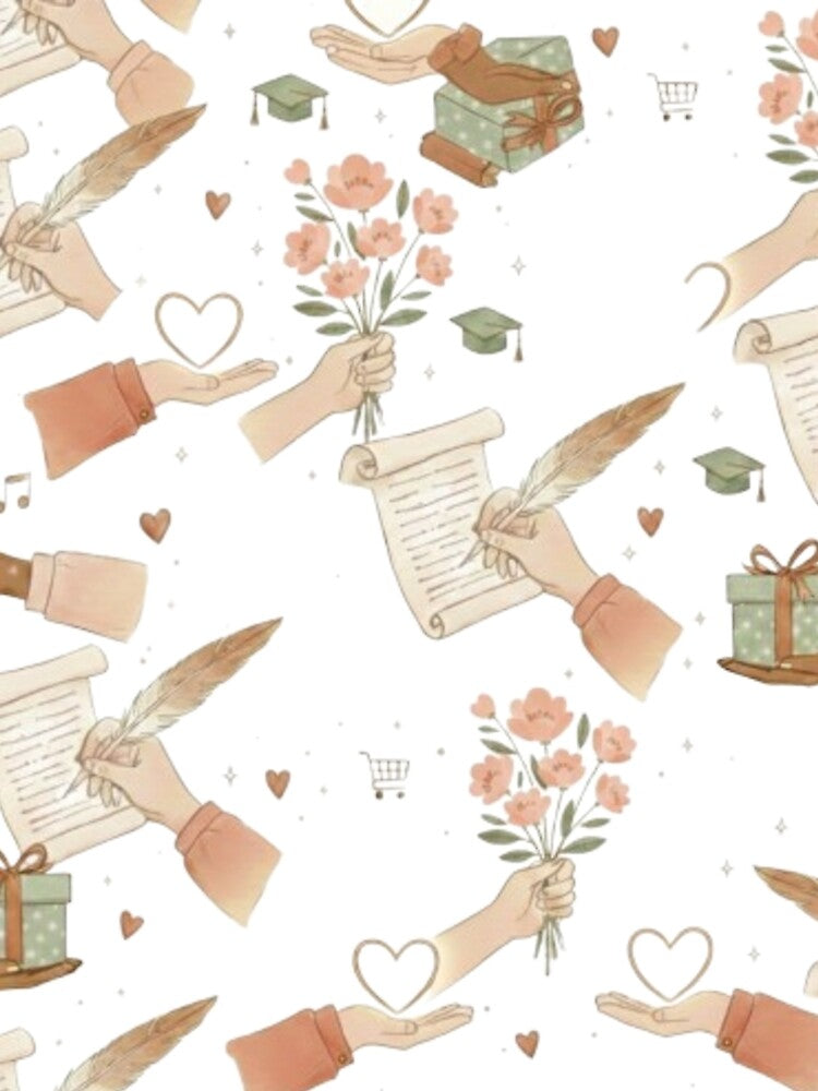 Gratitude & Vintage Letters - All-Over Pattern by artbywafa2025