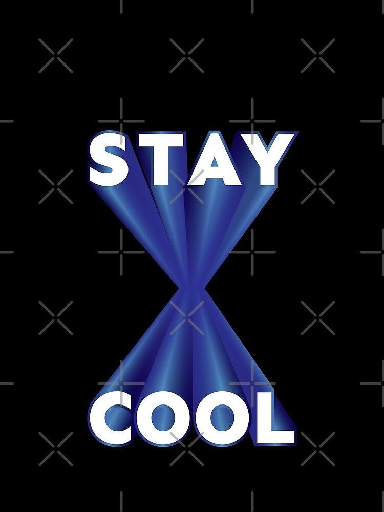 Stay Cool 3D text blue hour glass by hockeng