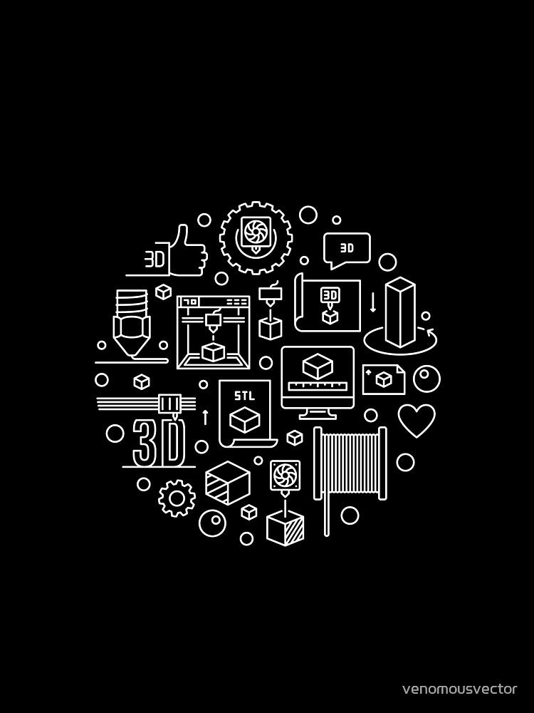 3d Printer round design - I Love 3d printing for Engineer cool circle-shaped design in thin line style by venomousvector