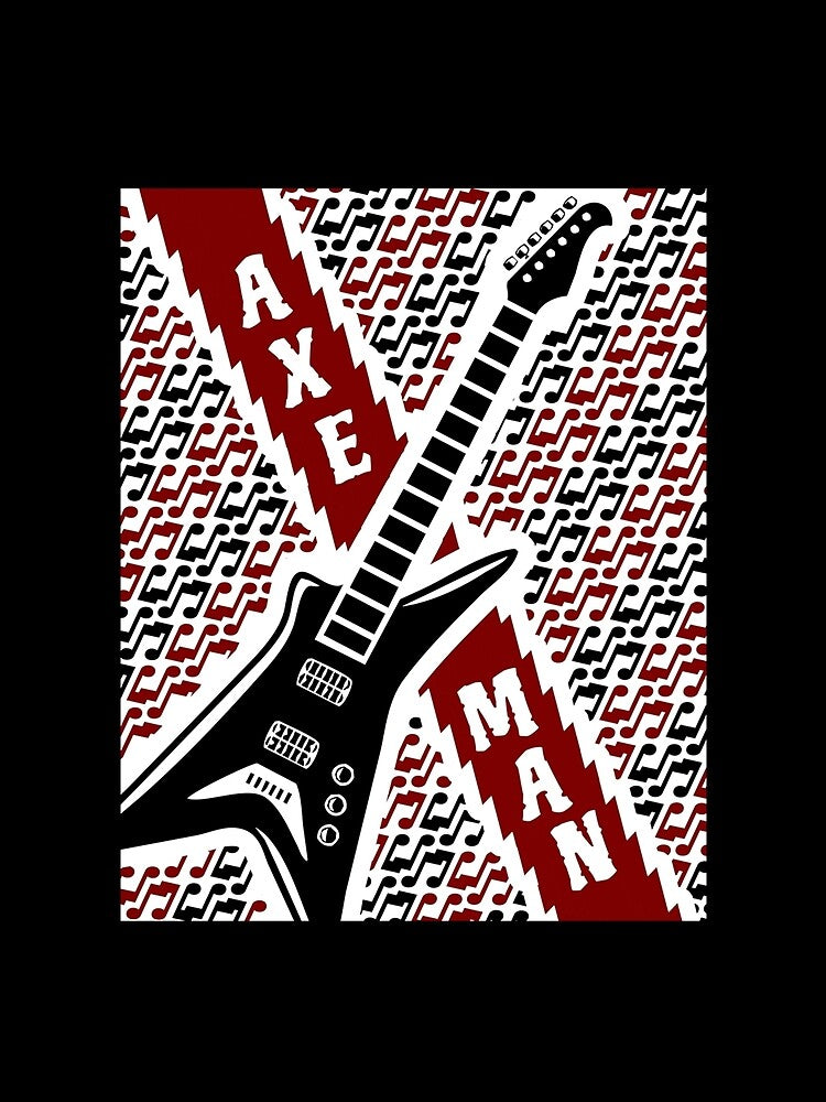 Rock Guitar With Axe Man All Over Print Poster by allysonhat