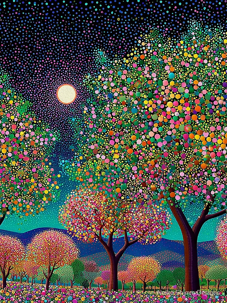 Springtime Colorful Floral Orchard by Neika Shimm Designs