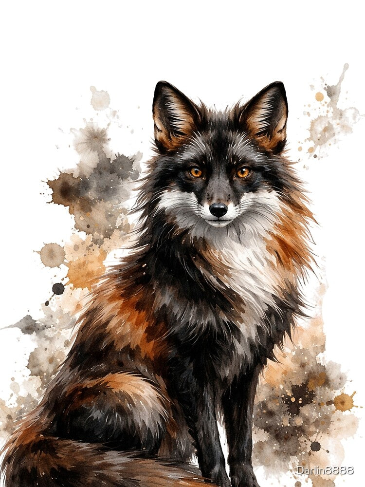 Watercolor Fox Illustration – Elegant Woodland Animal Art by Darlin8888