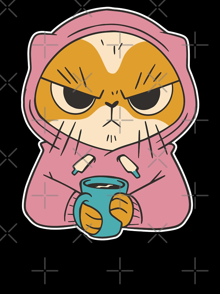Cat Drinking Coffee Angry Cat by Designs-By-Zar