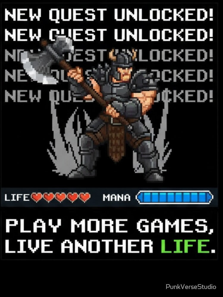 Pixel Ax Warrior – Retro 8 Bit Video Game Warrior with Battle Ax by PunkVerseStudio