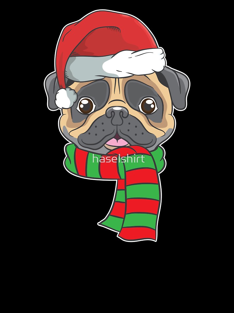 Funny Christmas Dog Xmas Santa  Pug Holiday Gift by haselshirt