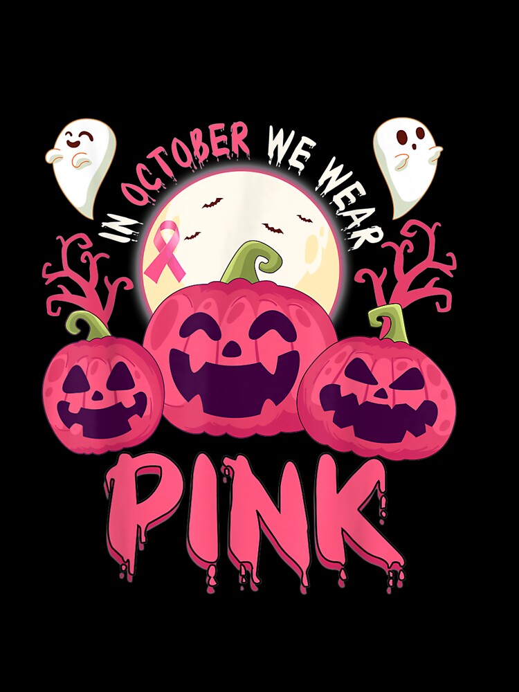 In October We Wear Pink Pumpkin Boo Breast Cancer Halloween T shirt by qrduubp320