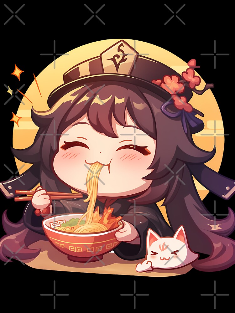 Hu Tao Genshin Impact Playful Chibi Ramen Noodles by mildaclairmo
