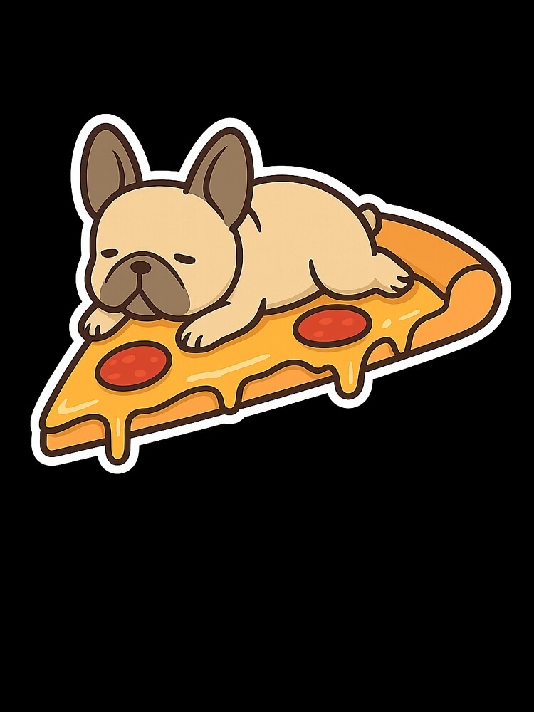 Frenchie Pizza Slice – Kawaii Bulldog Food Mashup Sticker by Tripconic