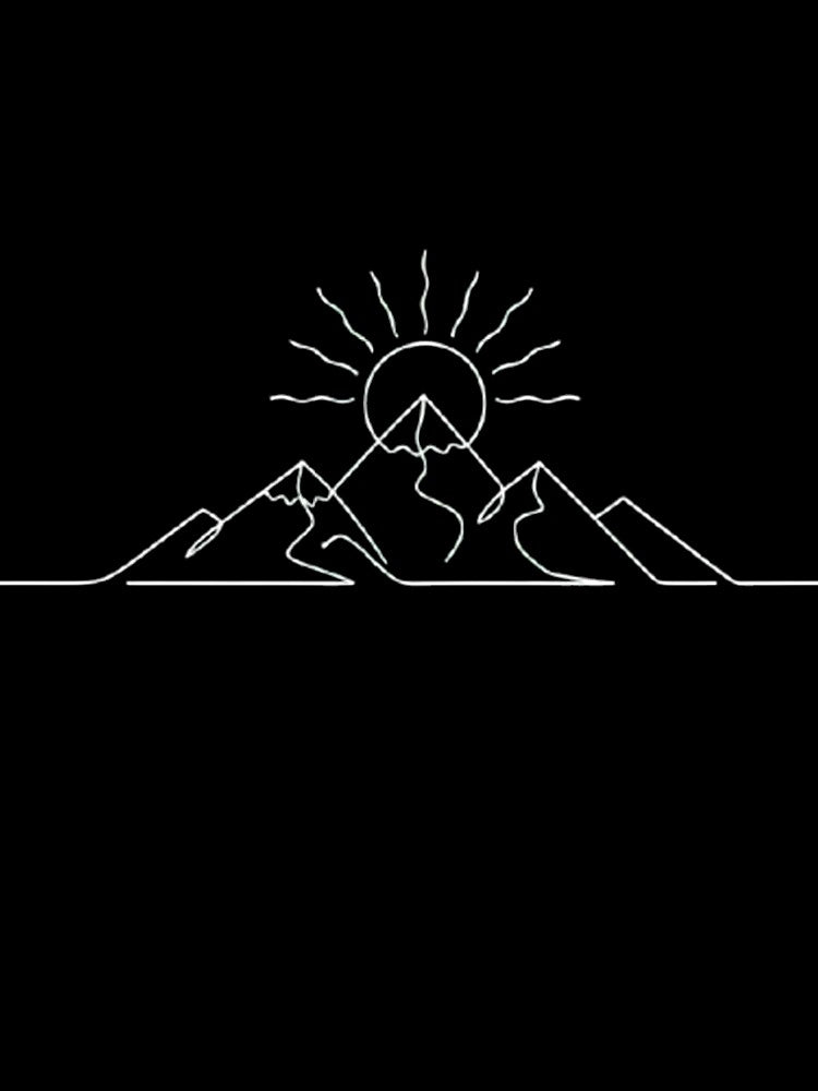 Minimal Mountain Sunrise Line Art Illustration by MCV-Designs