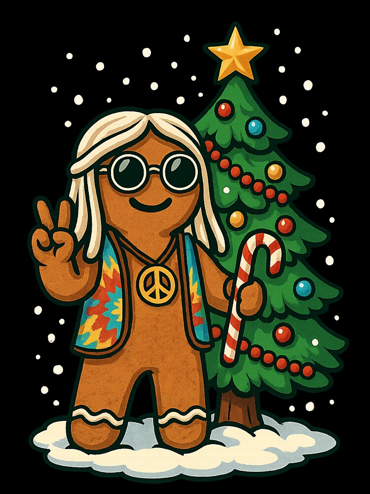 Hippie Christmas Gingerbread Man 70s Men Women Hippie by BlueBerry-Pengu
