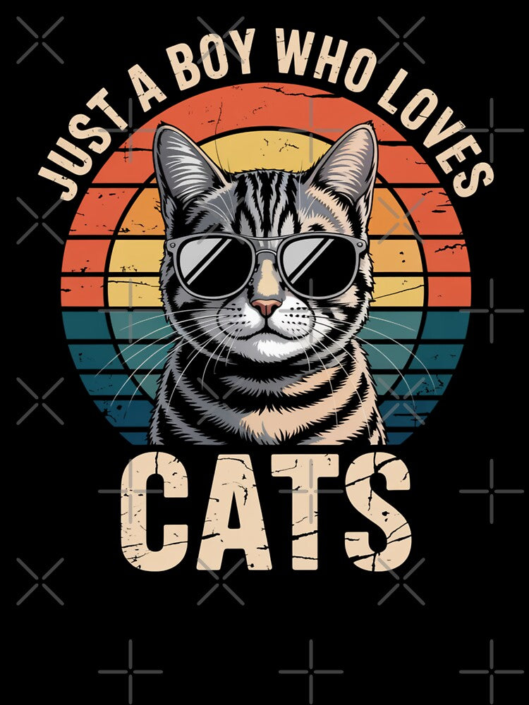 Just A Boy Who Loves Cats Cool Cat Design by Gogetgiggles