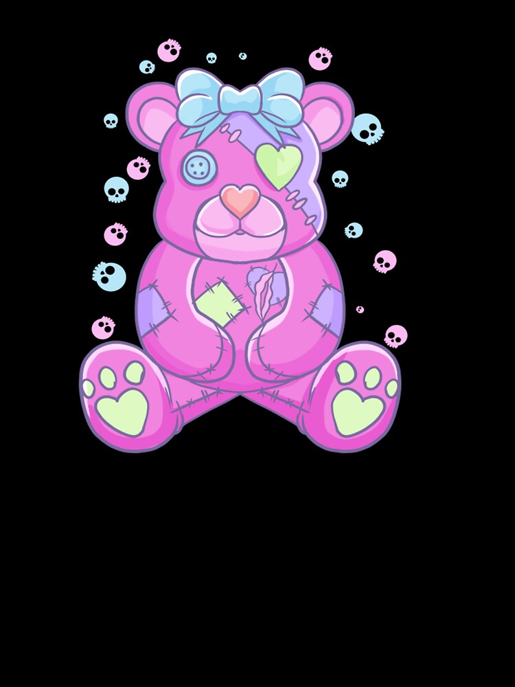 PASTEL GOTH TEDDY BEAR STUFFED ANIMAL GOTH by sobriowslen