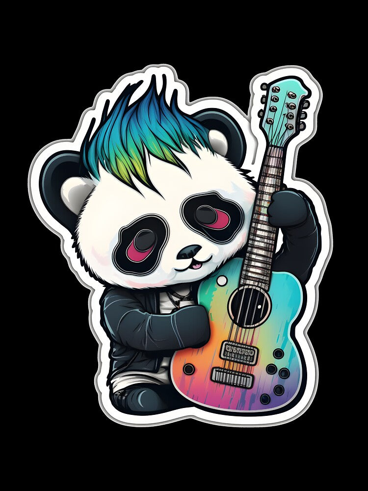 Goth Panda EMO Rock Sticker - Goth Pandas Rock On by sgibby80