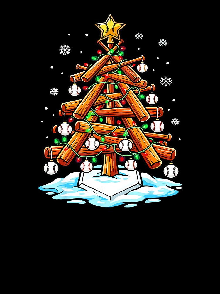 Christmas Baseball Tree Holiday Lights Festive Sports by miaa-artistshop