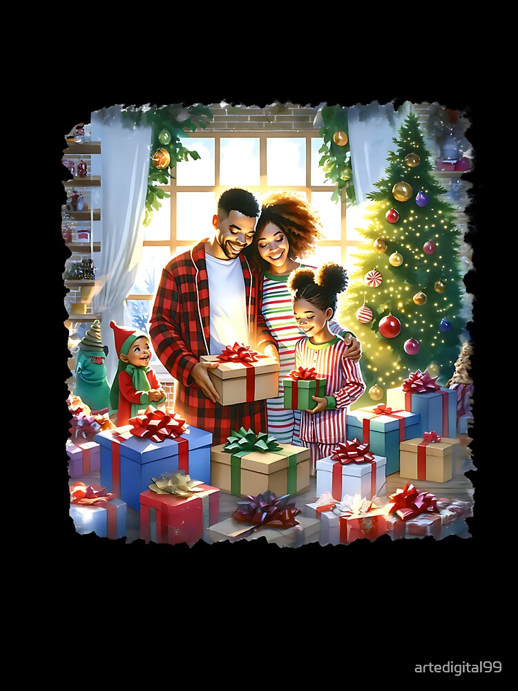 Black Christmas Vibes – Watercolor Holiday Illustration by artedigital99