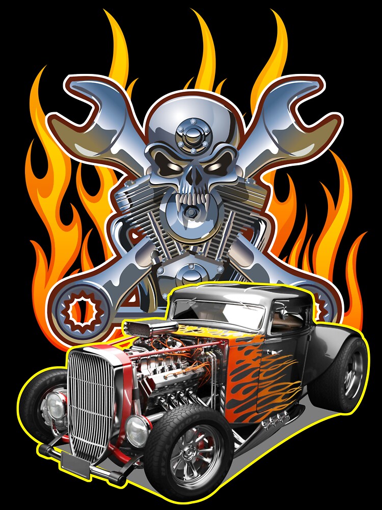 Hot Rod Skull & Flames by Fairyjam