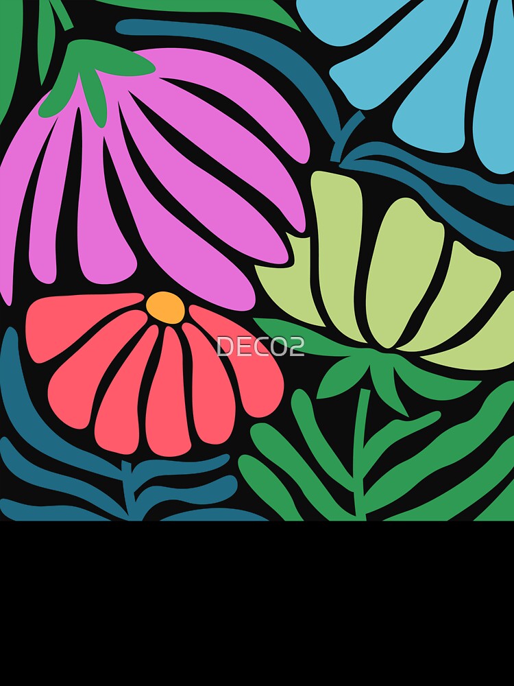 Boho Pink Flowers And Leaves Abstract Art Design by DEC02