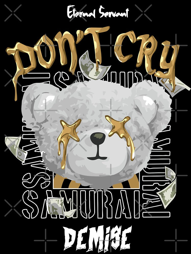 Samurai Bear Don't Cry Streetwear by NF Designs Studio DTF