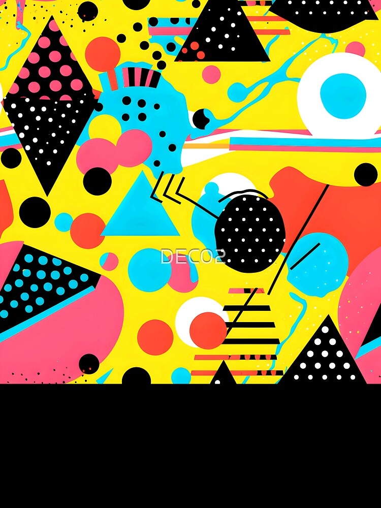Pop Art Pink, Blue, And Yellow Abstract Designs by DEC02