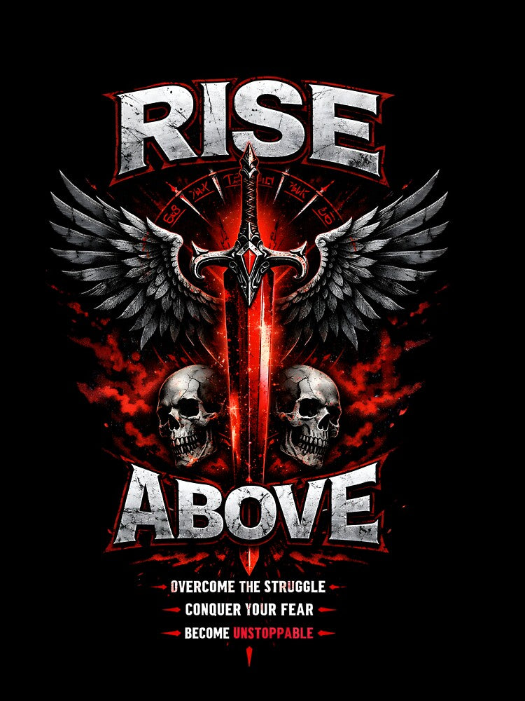 Rise Above Sword Streetwear Graphic Design by GOUR FASHION
