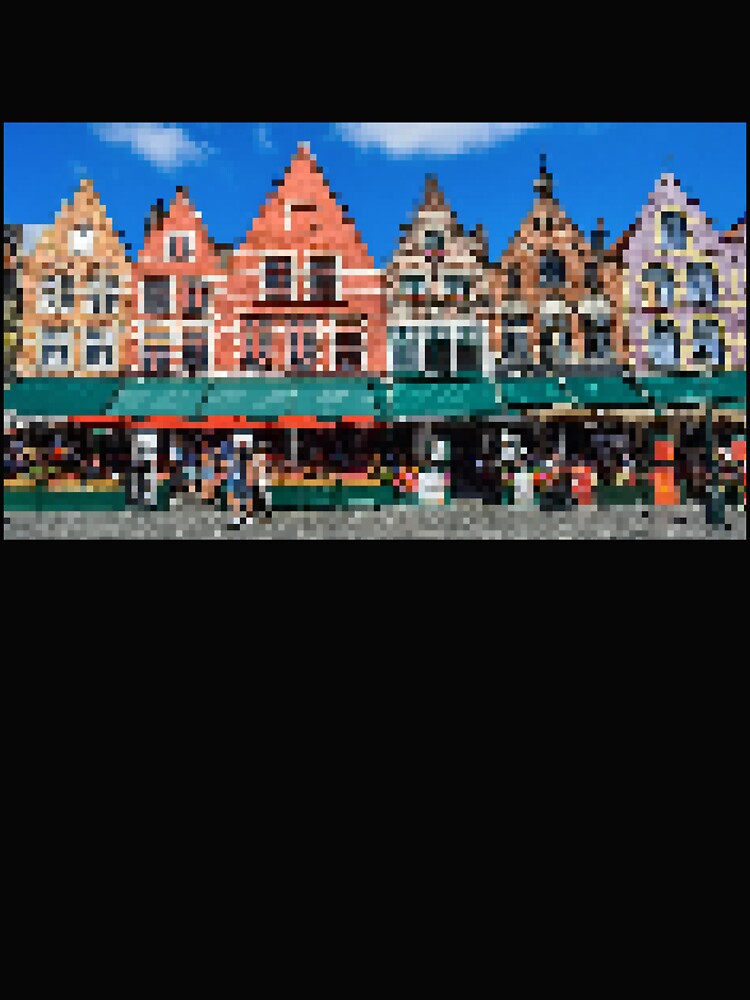 Pixelated Bruges Market Square Scene by Potato Quality Prints