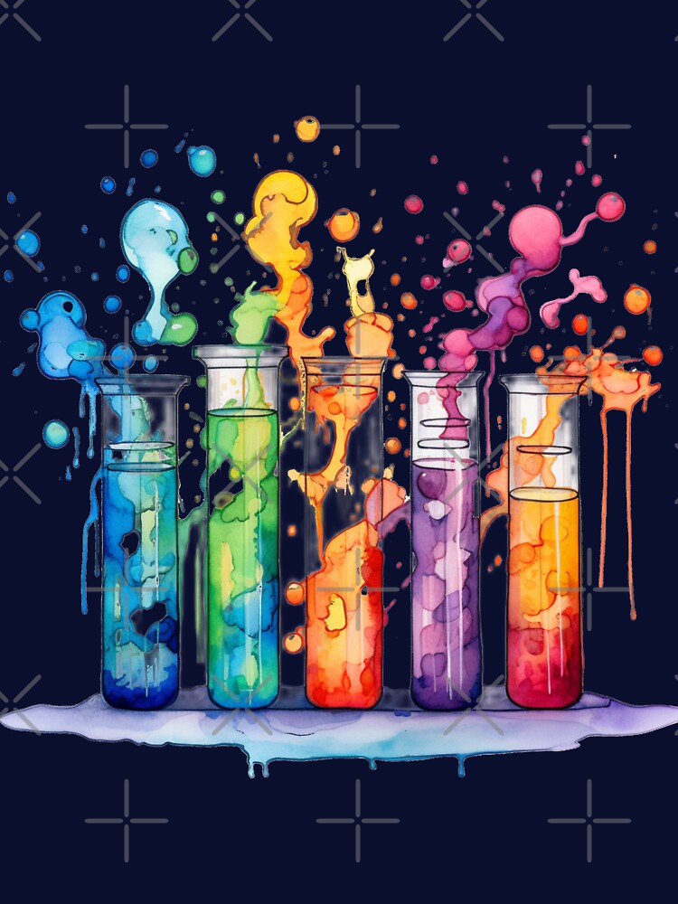 Watercolor Science-Chemistry 5 Test Tubes Chemical Reaction by GrinGalore