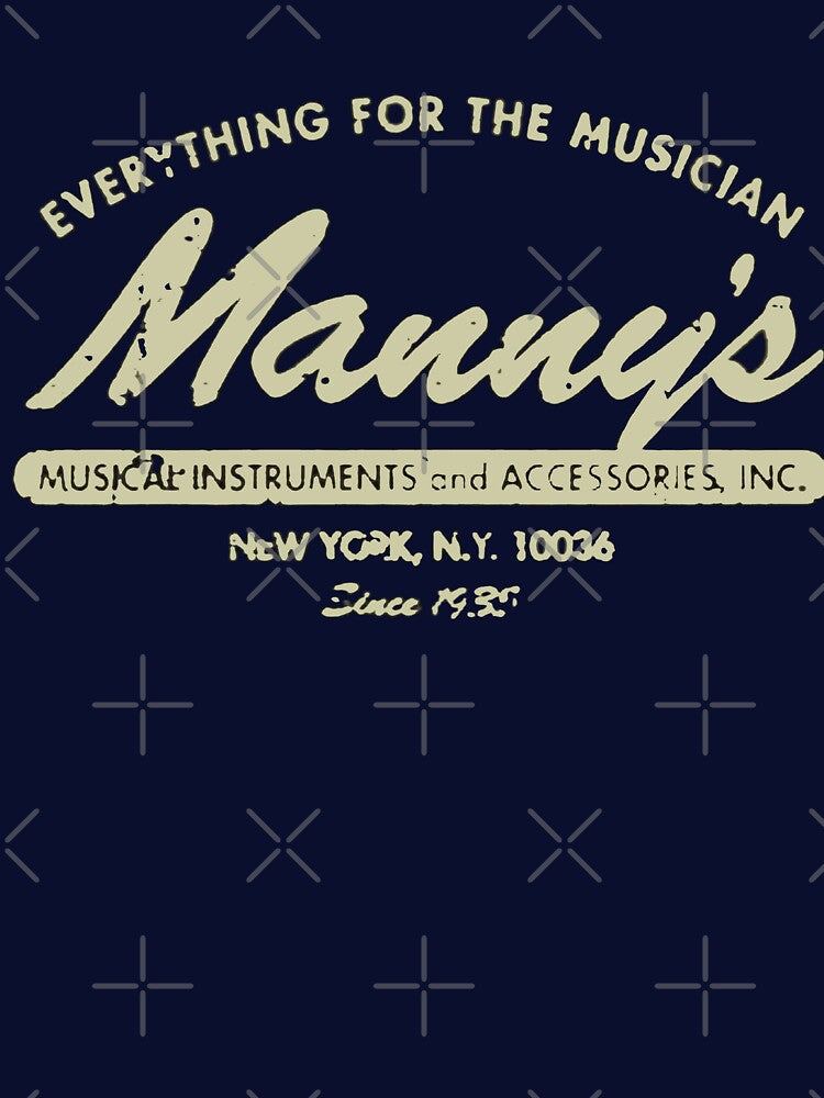 Manny’s Musical Instruments, New York - distressed Vintage Retro Rock & Roll Punk T shirt by Kludoman