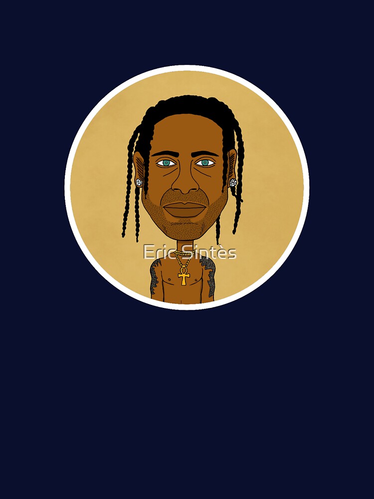 Cool Cartoon Black Guy with Dreads, Green Eyes and Gold Ankh Chain. Circle Edition. by Eric Sintès