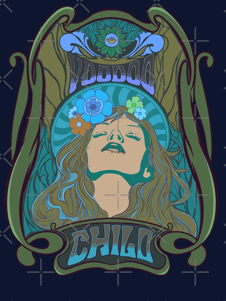Copie de Pyschedelic vintage 60s hippie design - Voodoo child - Blue version by Yoginath