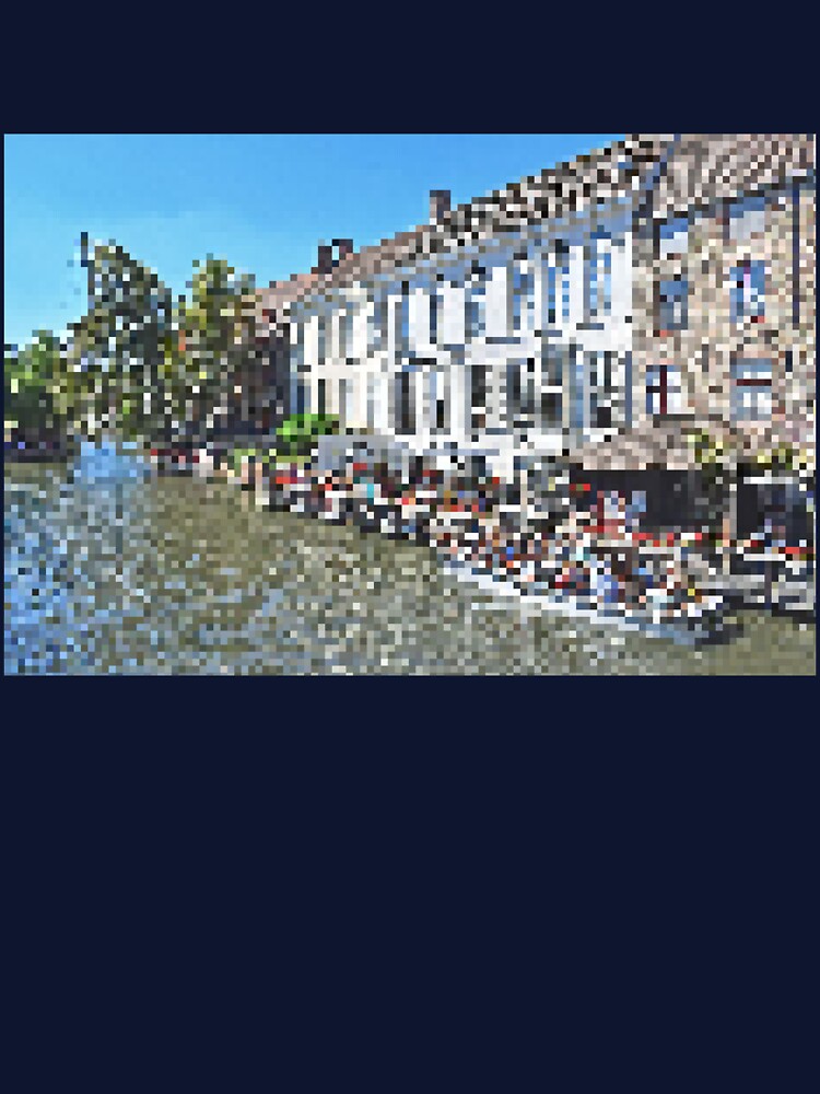 Pixelated Canal Lined Buildings Scene by Potato Quality Prints