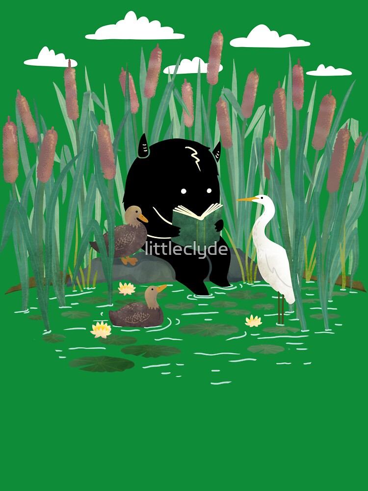 A Quiet Lake Spot – Book Lover Monster by littleclyde