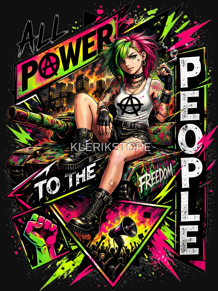 All Power To The People Anarchy Girl Pop Art by KLERIKSTORE