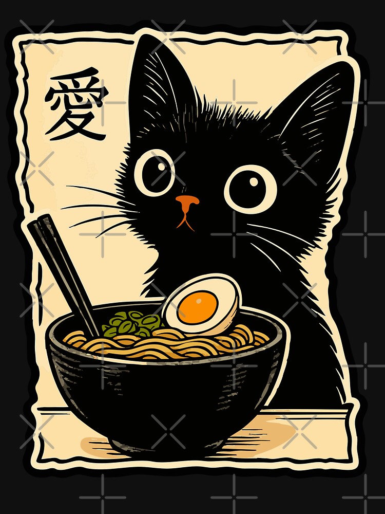 Funny Cat Ramen Graphic Tee Japanese Kawaii Anime Cat by Addictive design