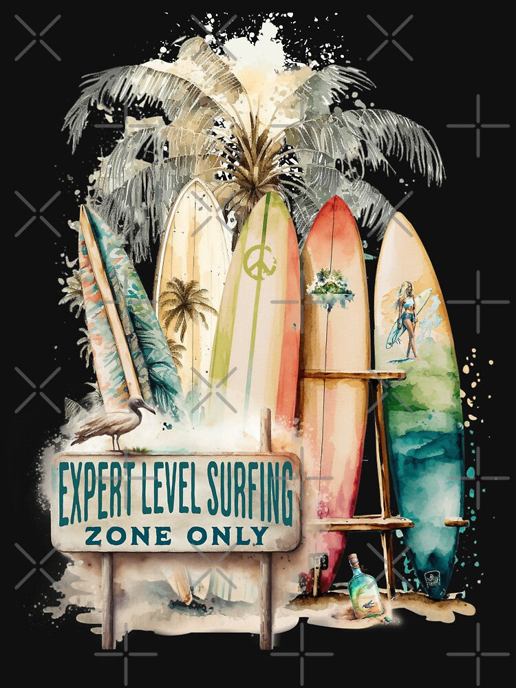 Vintage Classic Retro Surfing, Expert Surfing Zone Only by OceanIconic