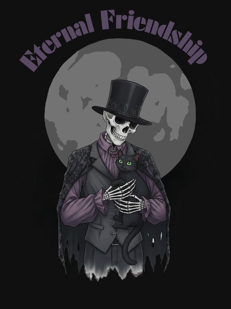 Eternal Friendship- Gothic Skeleton & Black Cat by Lavender-Kitty