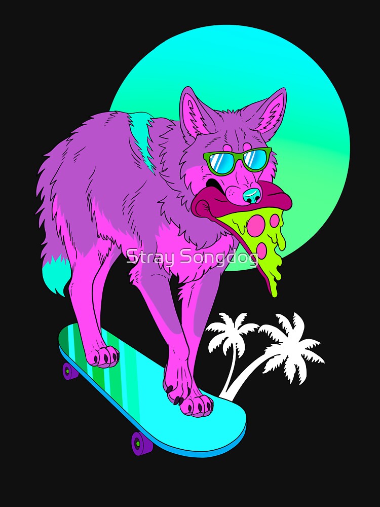 Nightshift Retrowave Coyote by Stray Songdog