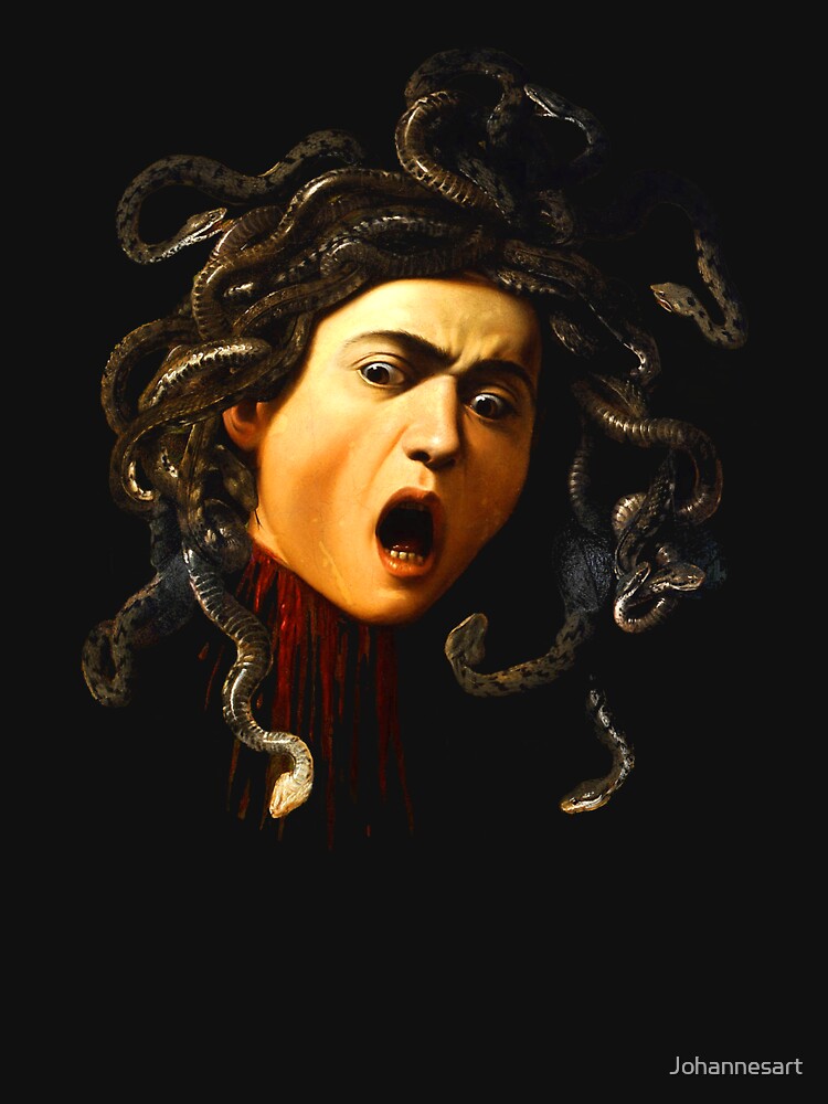 Caravaggio Medusa Fine Art Painting Lover Goth Horror gift t shirt by Johannesart