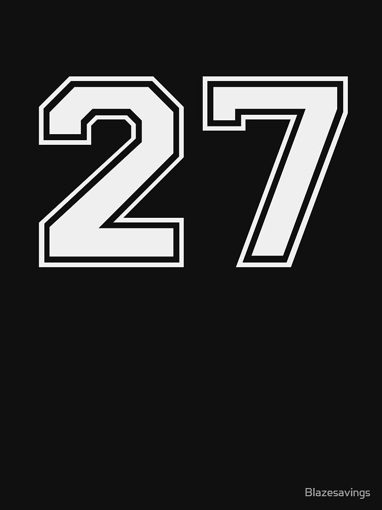 27 Sports Jersey Number Gift for Fan or Player #27 by Blazesavings