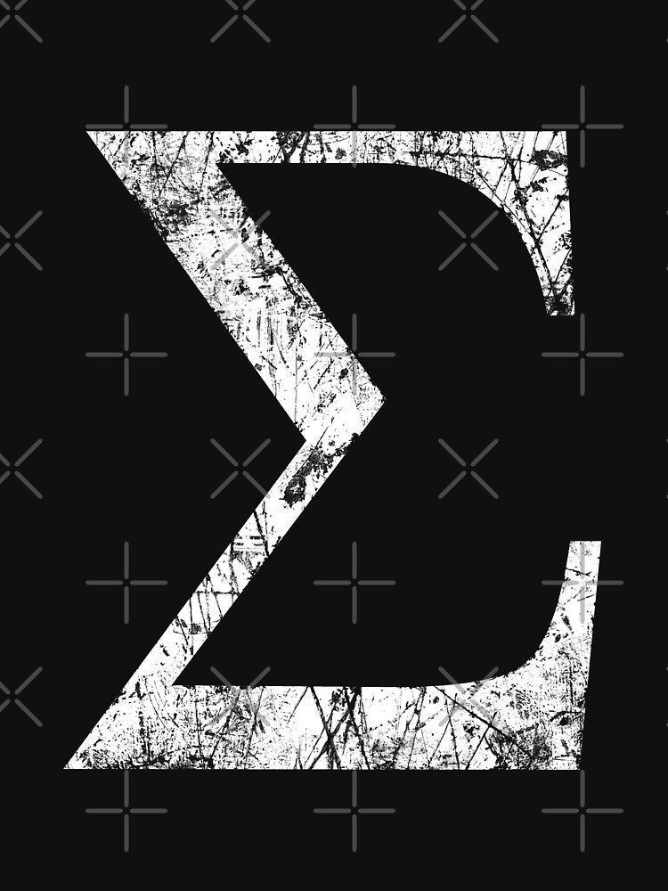 Sigma Greek Letter Symbol Grunge Style by Garaga